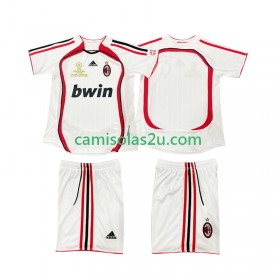 Camisolas de futebol AC Milan 2006 2007 Retro Criança Equipamento Alternativa Manga Curta